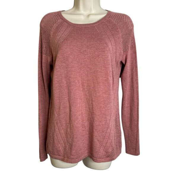 Smartwool Edgewood Crew Neck Sweater Size Small Dusty Pink Wool Blend Cozy Warm - Picture 1 of 5